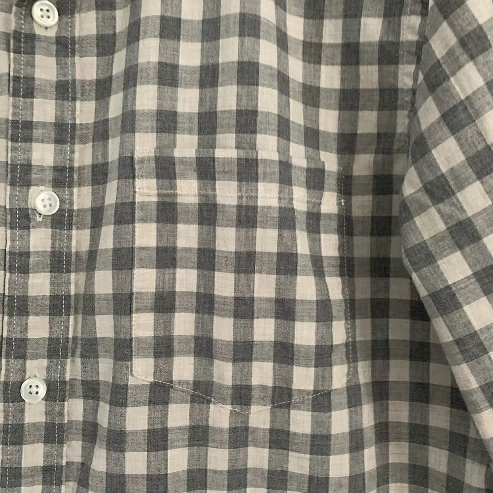J Crew slim heathered cotton check plaid button down men’s shirt size medium